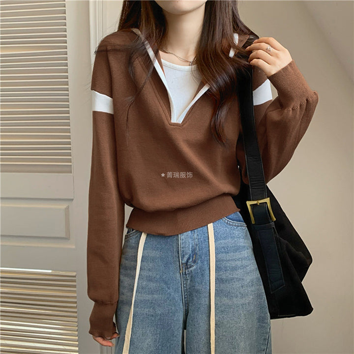 Kvinders afslappede sweater med V-hals og oversize pasform Stilla