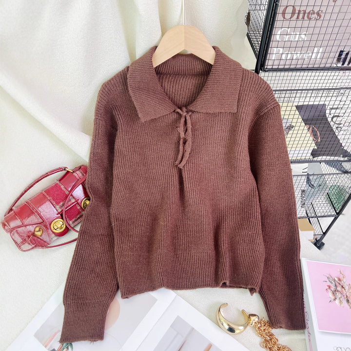 Kvinder casual pullover med polo krave og snørelukning Stilla