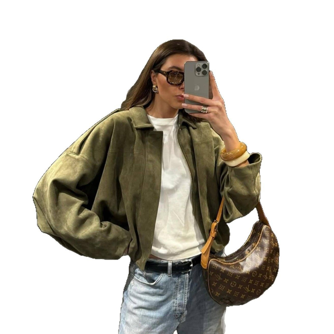 Dame Oversized Jakke i Kunstlæder med Gummibånd Stilla