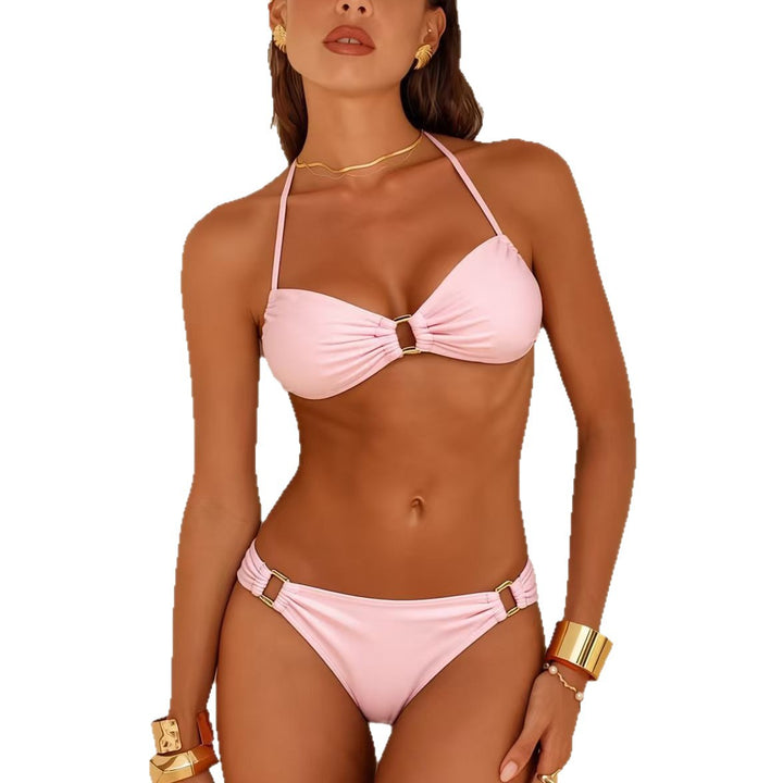 Dame bandeau-bikini med glitrende detaljer Skovae