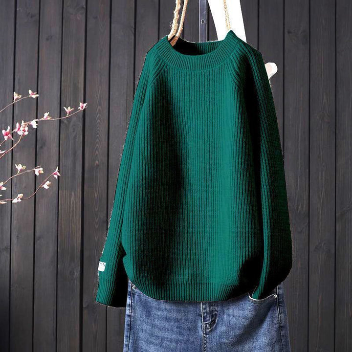 Dame afslappet ribstrik pullover med rund halsudskæring Stilla