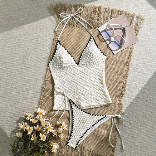 Dame hækle bikini sæt med mode V-udskæring Skovae