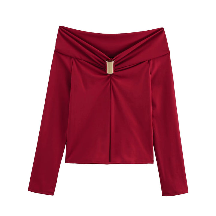 Dame Off-Shoulder Langærmet Top med draperet knopdetalje Stilla