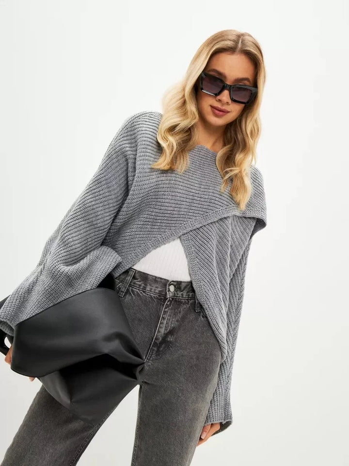 Kvinders afslappede cropped strikket sweater med løstsiddende pasform Stilla