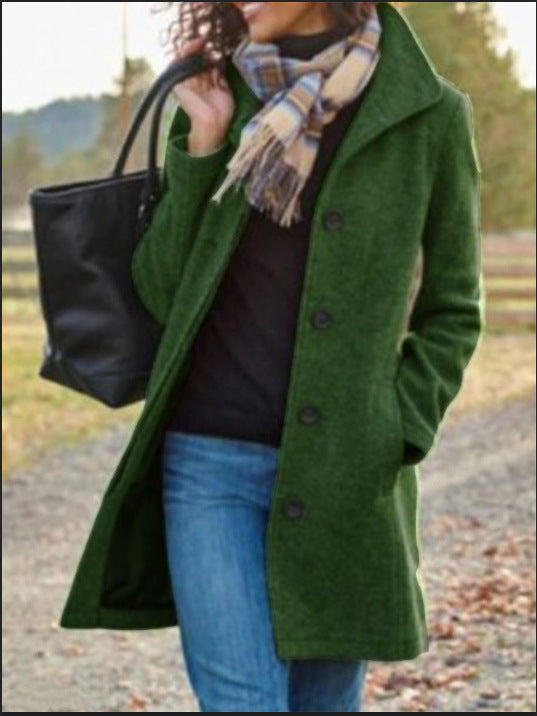 Dame fashionable uldfrakke med moderne knapdetaljer Stilla