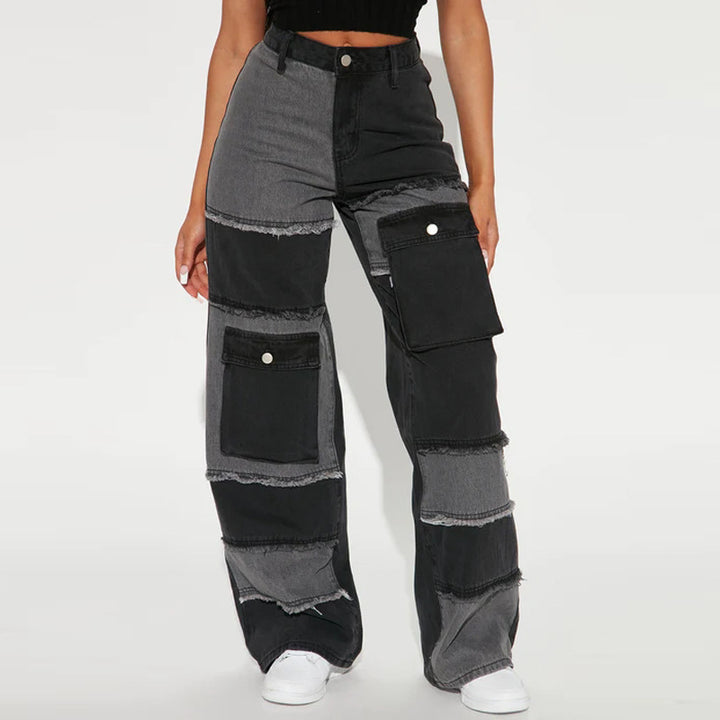 Dame Cargo-jeans i moderne patch-design med praktiske lommer Stilla