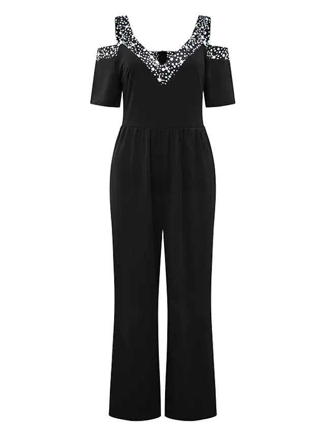Dame Elegant Jumpsuit med raffinerede Cut-Outærmer og glitrende detaljer Stilla