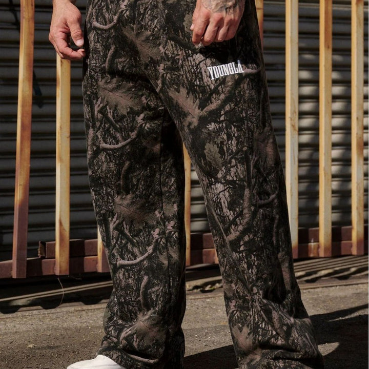 Herren nan bredde camouflagesweatpants med elastisk komfortbund og lår-logo Skovae