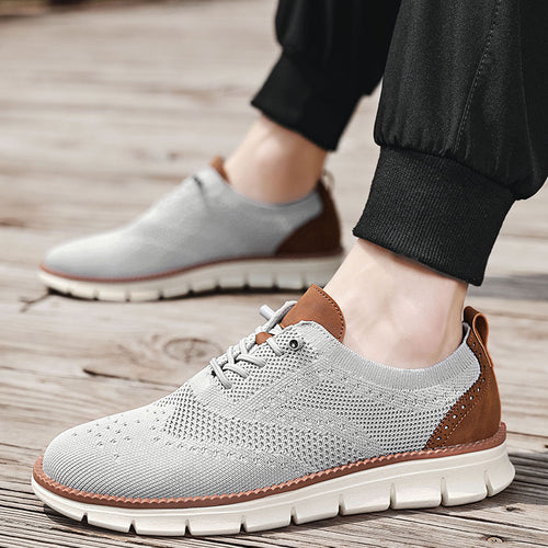 Herrer nan strikket Business-Casual snørebåndssko med Wingtip dekoreret hulmønster og fleksibel EVA-sål Skovae