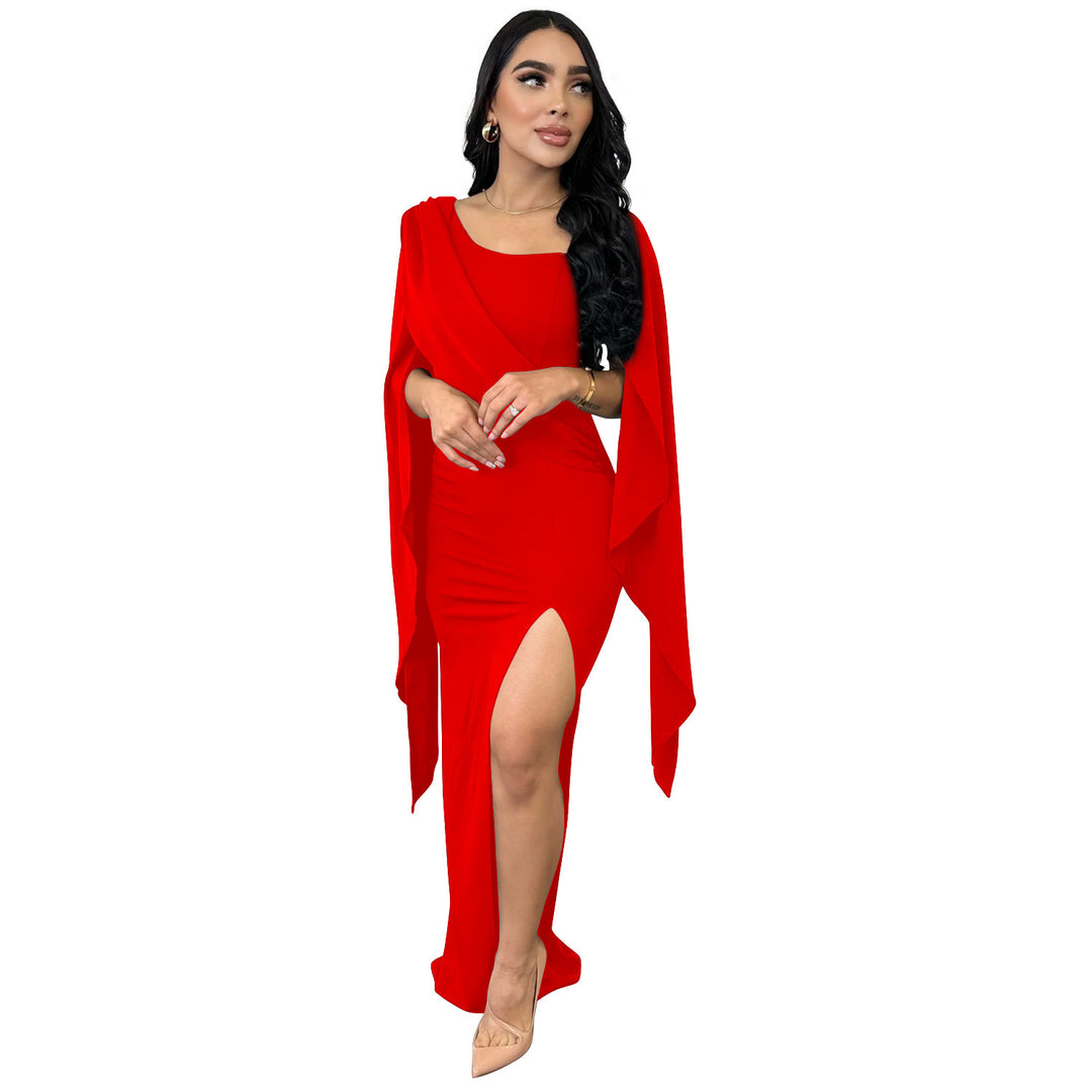Dame Elegant Maxi-kjole med asymmetrisk overdel og sideslids Stilla
