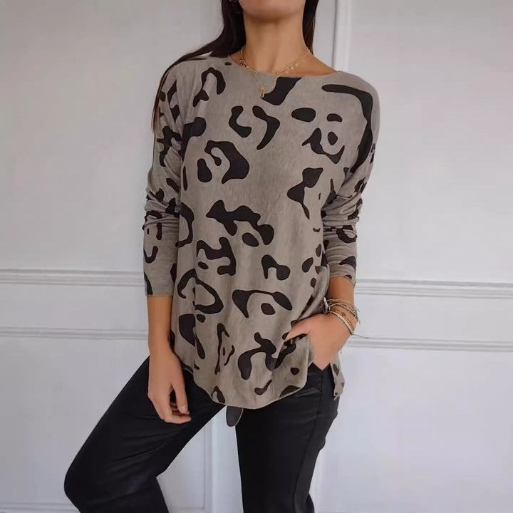 Dame casual sweatshirt med spændende dyremønster og praktisk snit Stilla