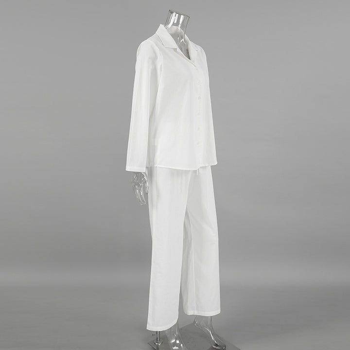 Dame afslappet cropped pyjamasæt med knapdetaljer og elastisk linning Stilla
