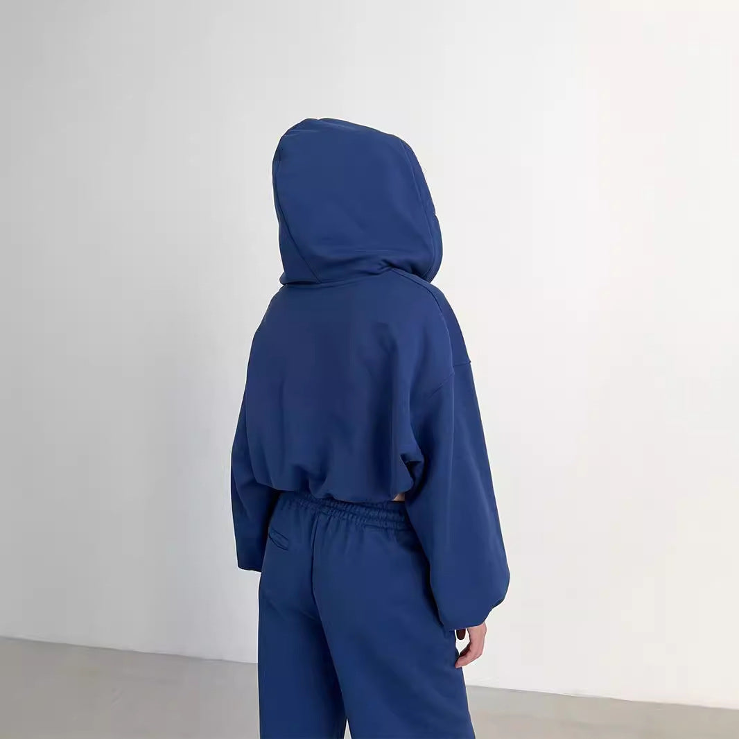 Dame casual cropped hoodie og løstsiddende bukser Stilla