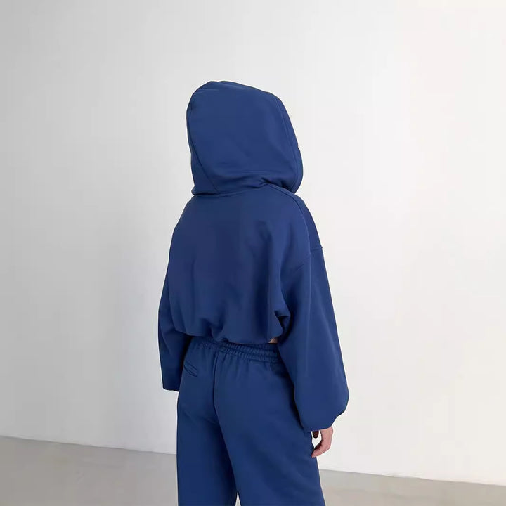 Dame casual cropped hoodie og løstsiddende bukser Stilla