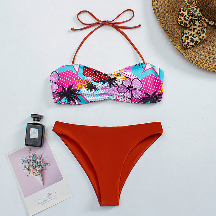 Dame Bandeau-bikini-sæt med floral design Stilla