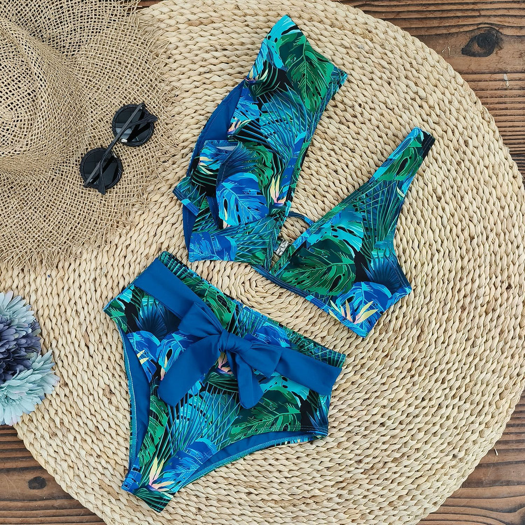Dame Bikini-sæt med voluminøse rynkedetaljer og elegant høj talje Stilla
