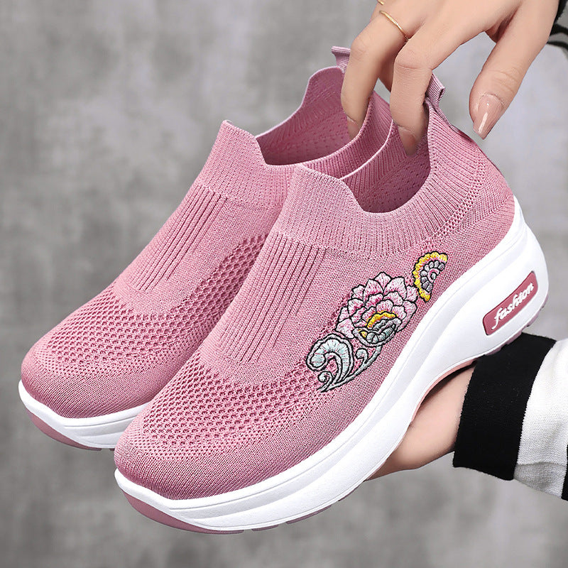Dame Komfortable Sneakers med elastisk overdel og moderigtig broderi Stilla