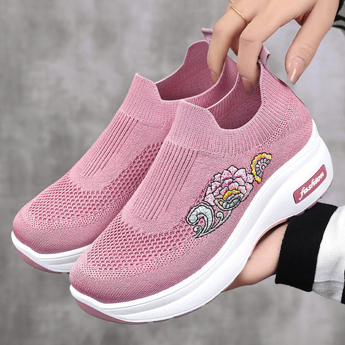 Dame Komfortable Sneakers med elastisk overdel og moderigtig broderi Stilla
