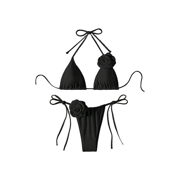 Dame trekant-bikini-sæt med legende blomsteraccenter og justerbare stropper Stilla