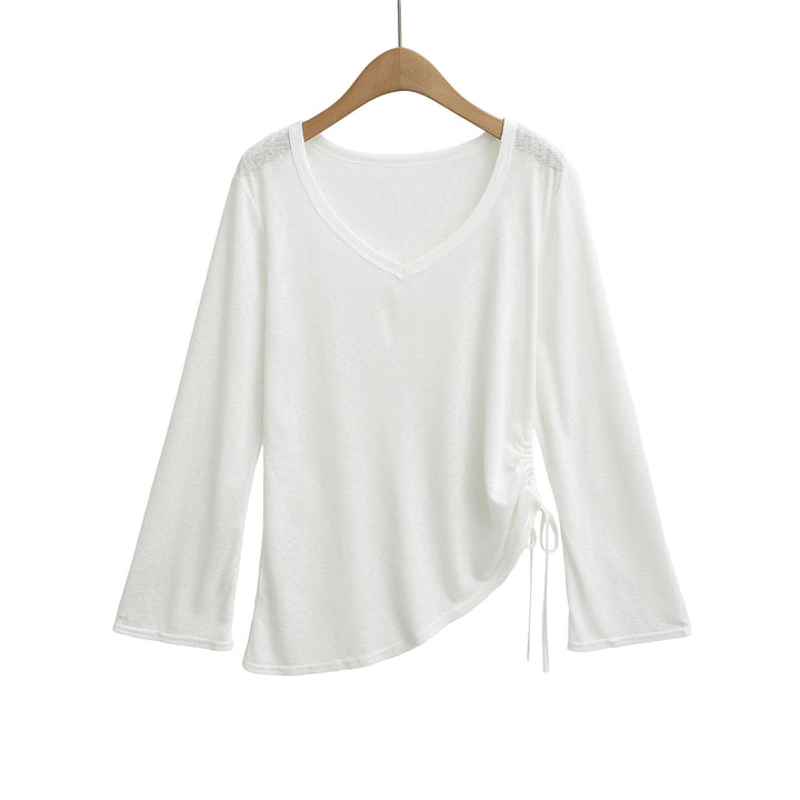 Dame asymmetrisk longsleeve-overdel med raffineret knude-design Stilla