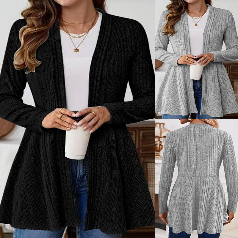 Dames lang cardigan med moderne rib design og skræddersyn Stilla