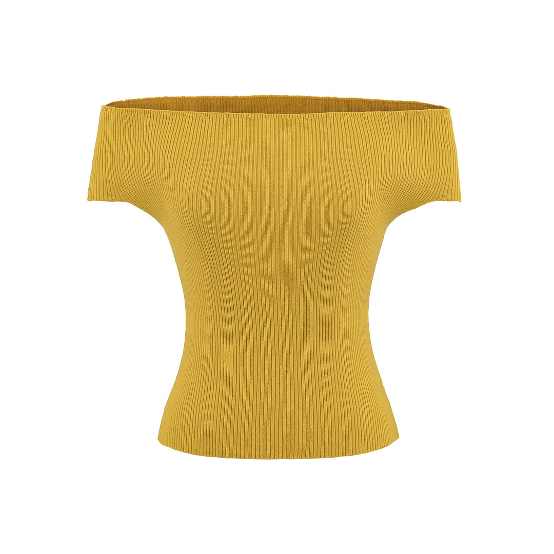 Dame Off-Shoulder Top i fint ribbet materiale Stilla