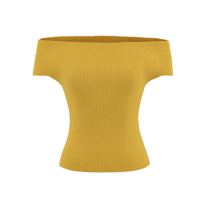Dame Off-Shoulder Top i fint ribbet materiale Stilla