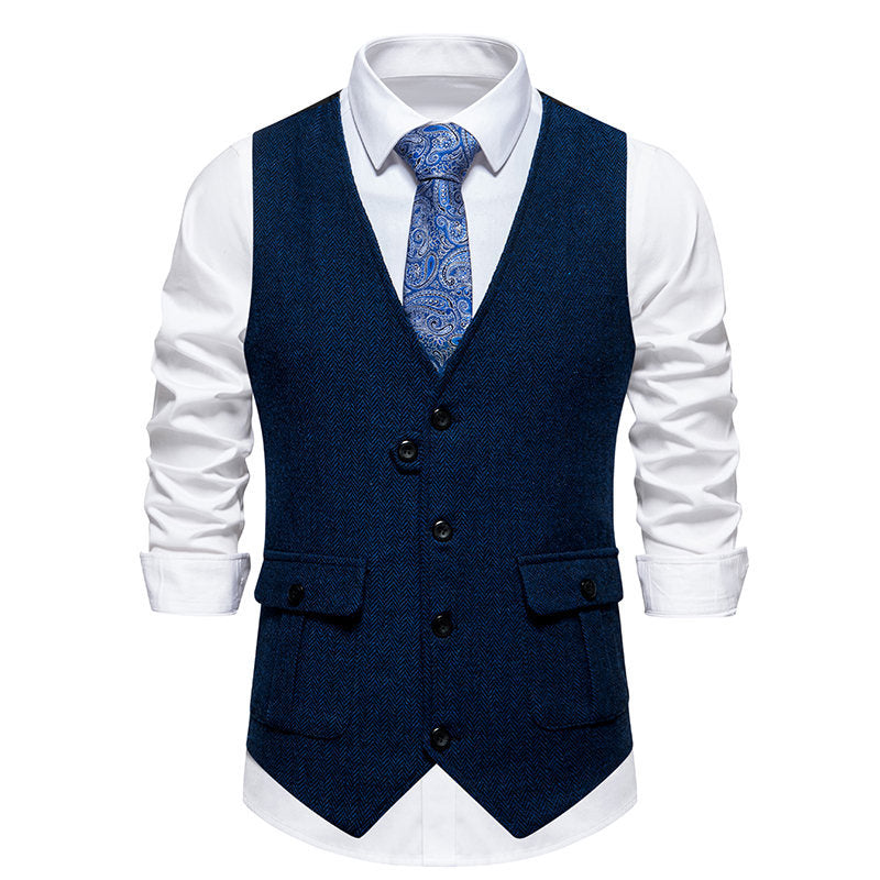 Herrer Elegant Fiskebensmønster Vest Stilla