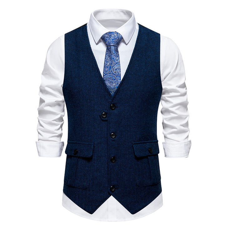 Herrer Elegant Fiskebensmønster Vest Stilla