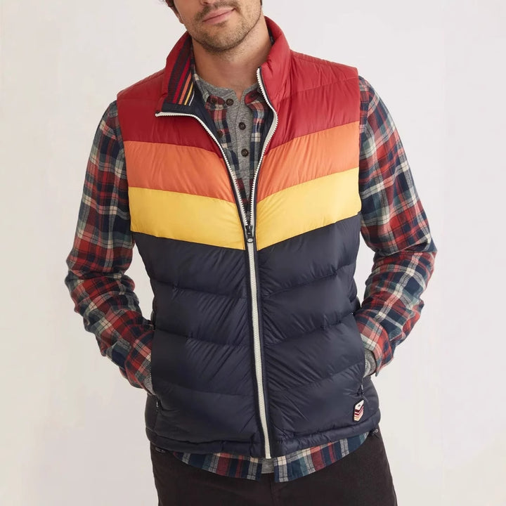 Herre quiltet vest med farverigt design Stilla