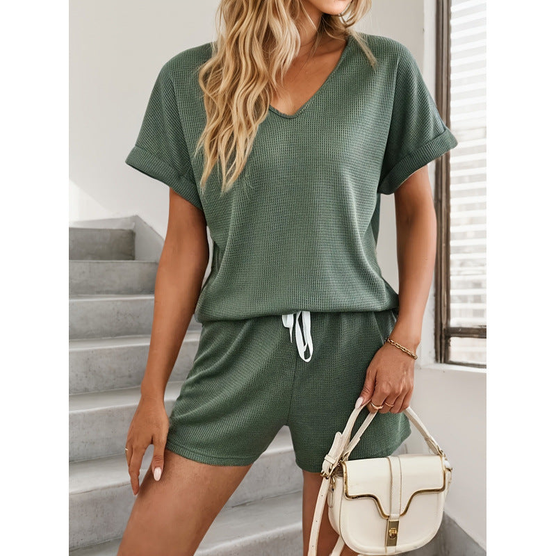 Dame Vaffelstruktur Shorty Outfit Stilla