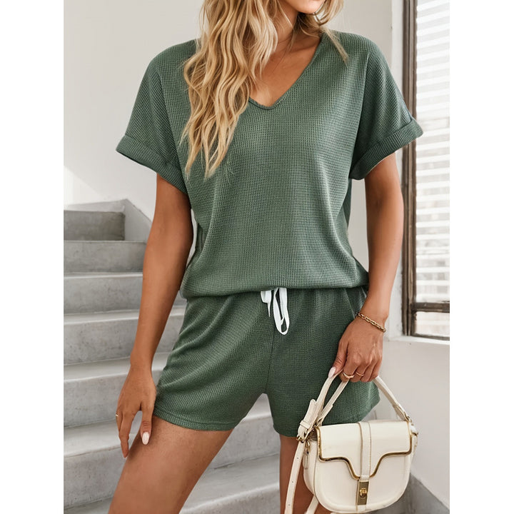 Dame Vaffelstruktur Shorty Outfit Stilla