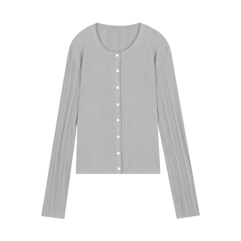 Dame fin strik cardigan med klassisk knaplukning og elegant ribstruktur Stilla