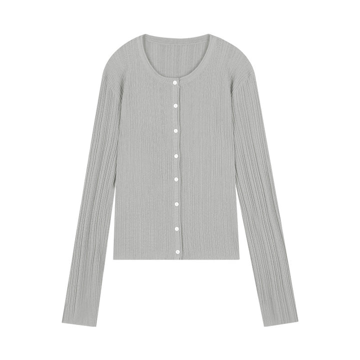 Dame fin strik cardigan med klassisk knaplukning og elegant ribstruktur Stilla