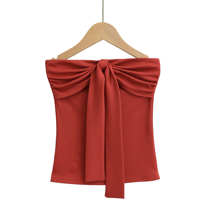 Dame Off-Shoulder Top med smagfuldt knudedetalje og blødt strækstof Stilla