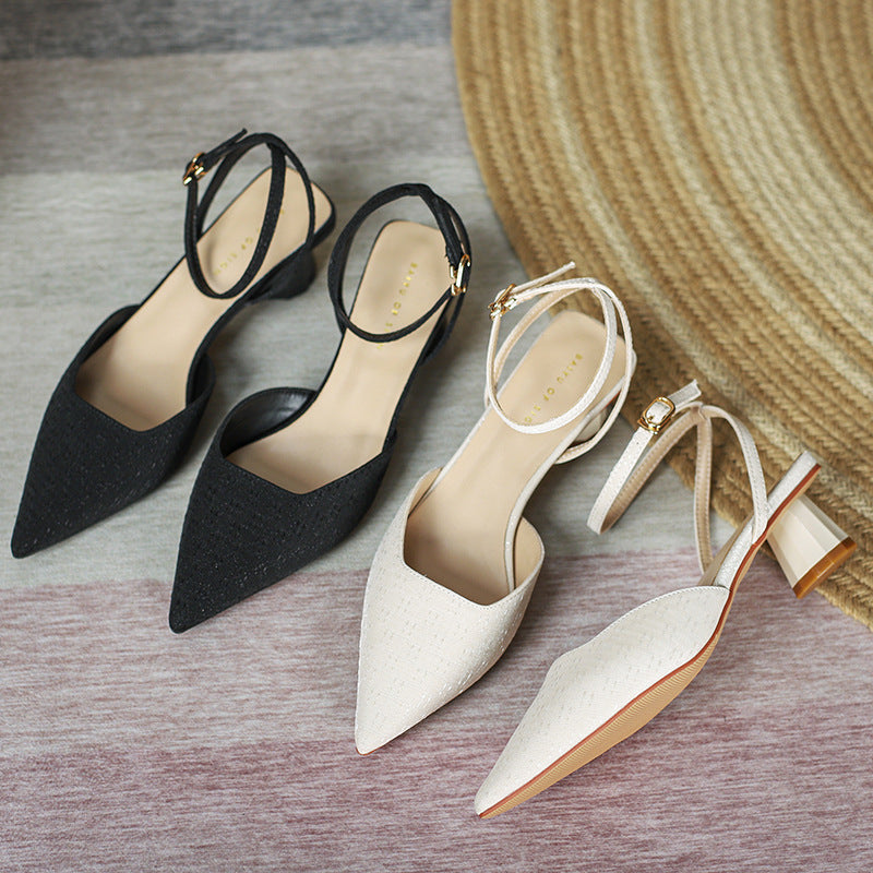 Dame Chic Spids-Tå Slingback-Pumps med transparent blokhælk Stilla