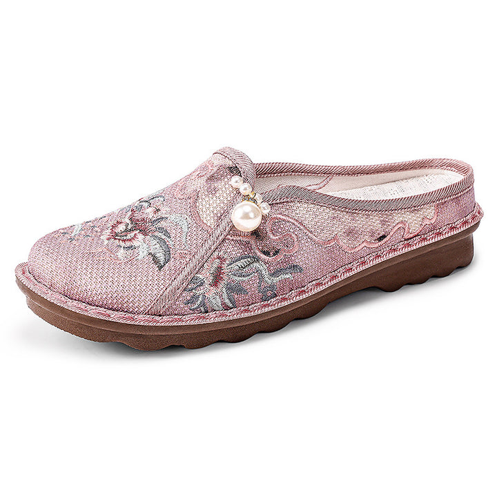 Femme dekorerede Slipper Clogs med blomsterbroderi Stilla
