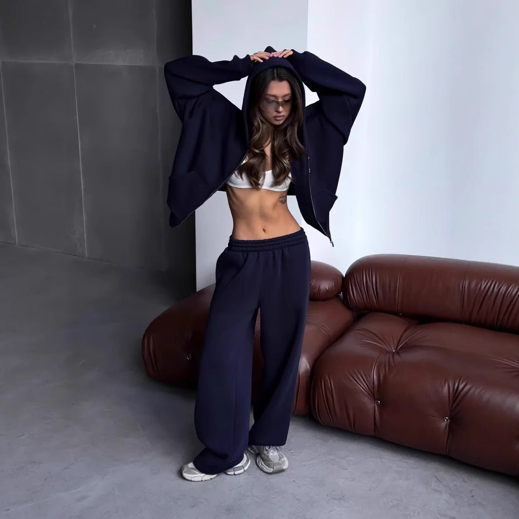 Kvinder Afslappet-Fit Hoodie og Joggingbuks Sæt Skovae