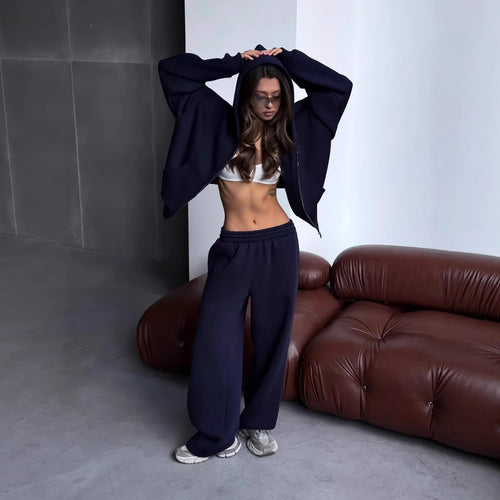 Kvinder Afslappet-Fit Hoodie og Joggingbuks Sæt Skovae