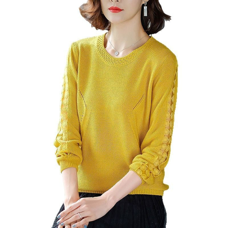 Dame Elegant Strik Sweater med Gittermønster Stilla