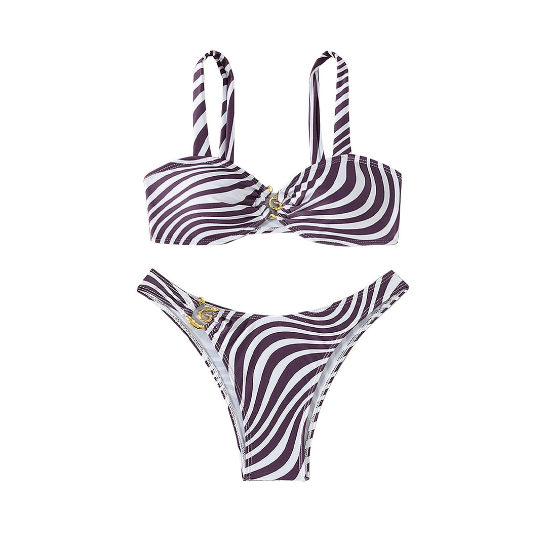 Dame bikini med elegant bustier-design og sidelæns binde-detail skovae