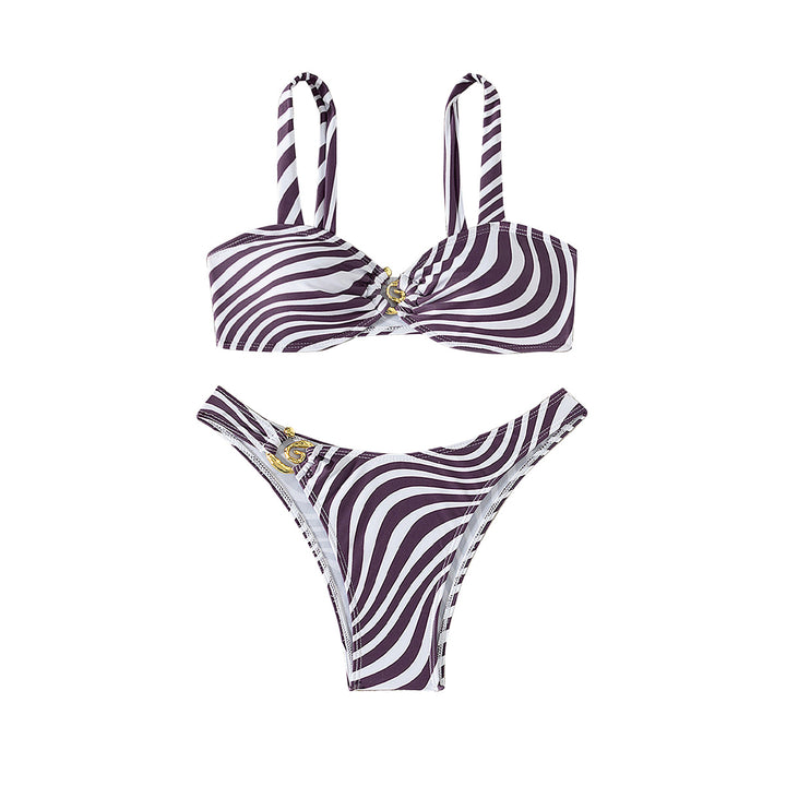 Dame bikini med elegant bustier-design og sidelæns binde-detail skovae