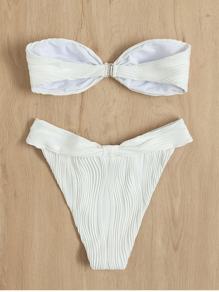 Dame Rynket Bandeau Bikini Sæt Stilla