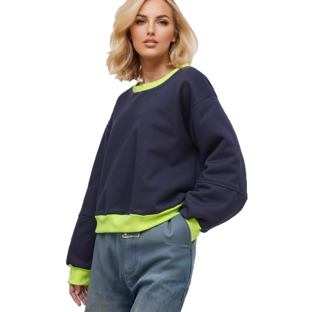 Kvinders afslappede sweatshirt med kontrasterende manchetter og moderne skæring Stilla