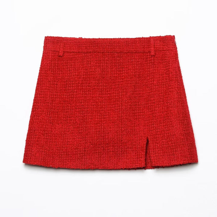Dame tweed nederdel med sidelids og elegant struktur Skovae