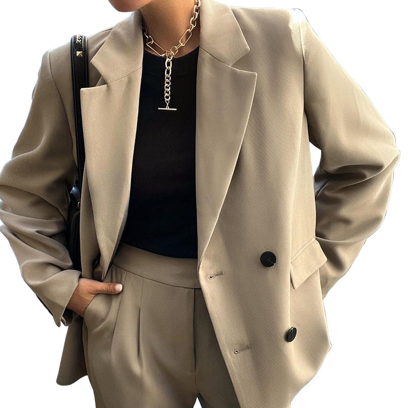 Dame Elegant to-navet blazer-dragt med bred pasform Stilla