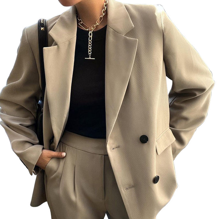 Dame Elegant to-navet blazer-dragt med bred pasform Stilla