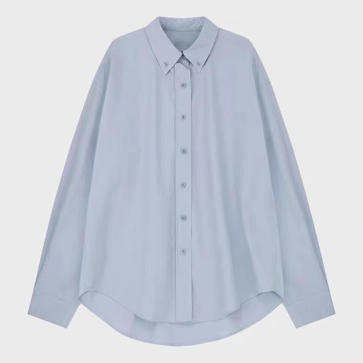 Dame afslappet overshirt-bluse lavet af kvalitets bomuldsblanding med behagelig pasform og fine detaljer Stilla