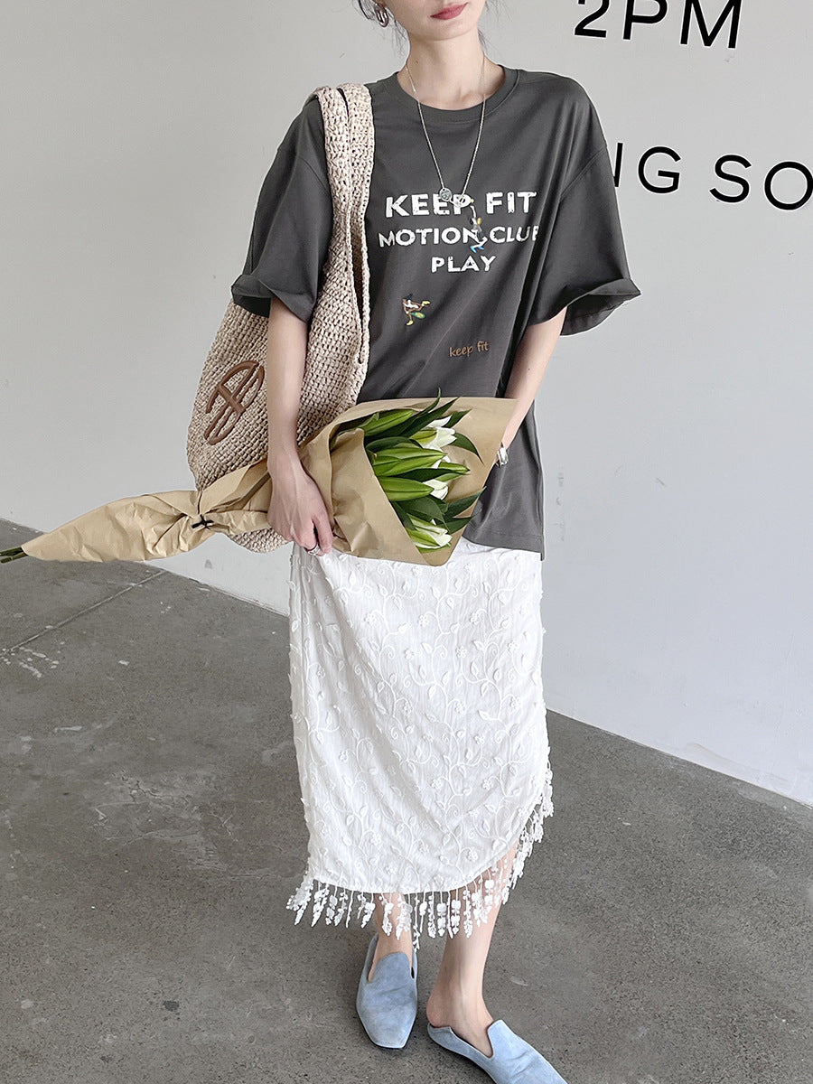 Damer Sporty T-shirt med motiverende grafikker Stilla