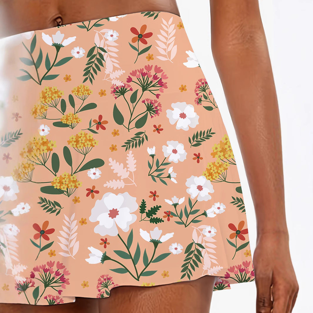Femme Floral Høj Talje Nederdel Stilla